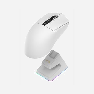 Souris gaming sans fil Oniverse Vanguard 12000 DPI 1000Hz Bluetooth 2.4GHz avec dock de charge LED blanc - Miniature 2