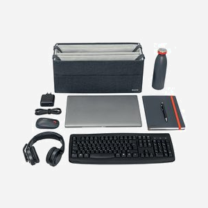 Boîte de rangement Leitz 64440089 en tissu gris 3 compartiments pour ordinateur portable 18" avec poignées - Miniature 3
