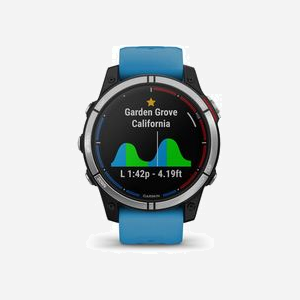 Montre GPS marine Garmin quatix 7 écran tactile MIP 1.3" 260x260 pixels boîtier 47mm bracelet silicone bleu WiFi - Miniature 2
