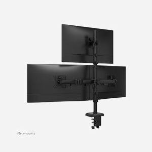 Neomounts DS60-600BL2-1 Bras triple moniteur 10-32" Full Motion VESA 75x75/100x100mm charge 9kg par écran avec colonne - Miniature 4