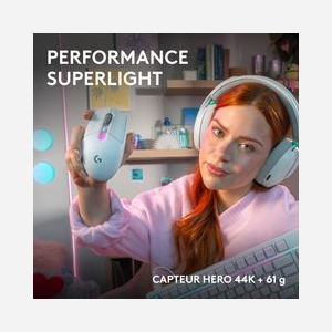 Souris gaming Logitech G G305 X SUPERLIGHT sans fil RF Bluetooth optique 44000 DPI 6 boutons programmables blanche - Miniature 3