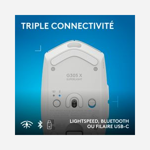 Souris gaming Logitech G G305 X SUPERLIGHT sans fil RF Bluetooth optique 44000 DPI 6 boutons programmables blanche - Miniature 5