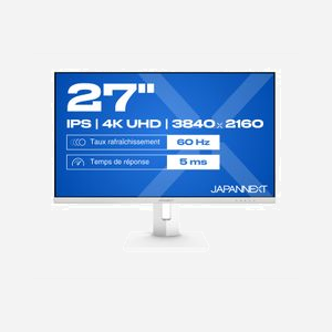 Écran JAPANNEXT JN-IPS270UHD60F 27" 4K Ultra HD 3840x2160 IPS LED 8ms 16:9 VESA haut-parleurs intégrés blanc - Miniature 1