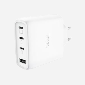 Chargeur Trust Maxo 65W GaN 3x USB-C 1x USB-A charge rapide universelle avec câble 2m blanc