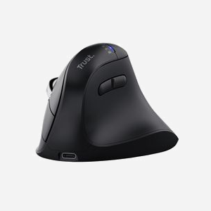 Souris Trust Vyran ergonomique verticale droitier RF sans fil Bluetooth optique 4800 DPI 8 boutons programmables noire