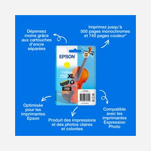 Cartouche d'encre Epson Claria Photo HD 250XL jaune 8,9ml haute capacité pour imprimante série Violon - Miniature 3