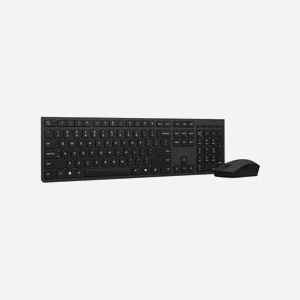 Clavier Lenovo 4X31R64325 sans fil RF Bluetooth taille réelle français avec souris incluse noir pour bureau - Miniature 2