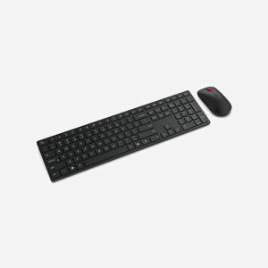 Clavier sans fil Lenovo 4X31S04810 RF + Bluetooth AZERTY français taille réelle avec souris incluse noir - Miniature 2
