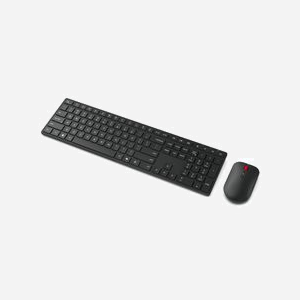Clavier sans fil Lenovo 4X31S04810 RF + Bluetooth AZERTY français taille réelle avec souris incluse noir - Miniature 3