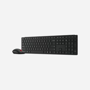 Clavier sans fil Lenovo 4X31S04810 RF + Bluetooth AZERTY français taille réelle avec souris incluse noir - Miniature 4