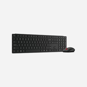 Clavier sans fil Lenovo 4X31S04810 RF + Bluetooth AZERTY français taille réelle avec souris incluse noir - Miniature 5