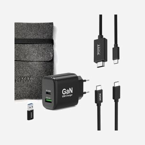 Chargeur Port Designs 501939 USB-C universel 100-240V charge rapide pour ordinateur portable smartphone tablette câble 1,8m noir