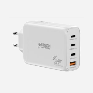 Chargeur Urban Factory PSC14UF universel 3 ports USB-C charge rapide 100-240V câble 2m blanc secteur