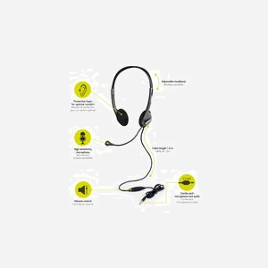 Casque filaire Port Designs 901603 avec microphone arceau ajustable jack 3.5mm contrôle volume câble 1.2m noir - Miniature 4