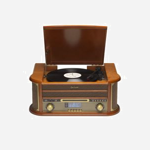 Platine vinyle Denver MRD-51 3 vitesses 33/45/78 tr/min 5W RMS écran LCD boîtier bois marron 230V