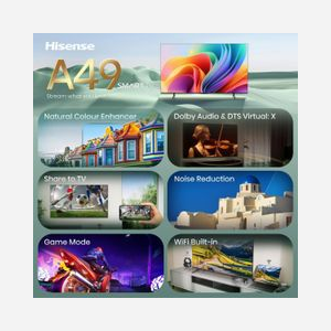 Téléviseur Hisense 32A49S 32" HD Smart TV 1366x768 DLED WiFi Ethernet DVB-T2/S2/C 8.5ms noir - Miniature 3