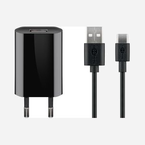 Chargeur secteur Goobay 45293 USB 2.0 universel 5V 100-240V avec câble 1m protection surchauffe noir