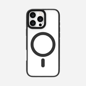 Coque eSTUFF INFINITE HELSINKI ES67141102 pour téléphone avec 86% plastique recyclé aimant MagSafe béquille noir transparent