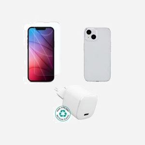 Kit de chargement eSTUFF ES-KIT-IPH14 pour iPhone 14 avec câble USB-C Lightning et adaptateur secteur blanc