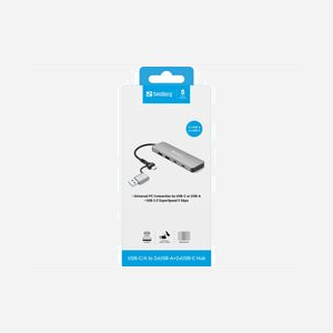 Hub Sandberg USB-C/A vers 2xUSB-A + 2xUSB-C USB 3.2 Gen 1 5000 Mbit/s boîtier aluminium réf. 136-64 - Miniature 3