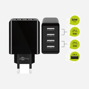 Chargeur secteur Goobay 44953 4 ports USB-A universel noir pour smartphones tablettes et appareils mobiles - Miniature 2