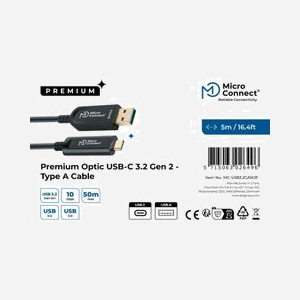 Câble USB Microconnect MC-USB3.2CA5OP USB-C vers USB-A 3.2 Gen 2 optique actif 5m 10Gbit/s noir - Miniature 3