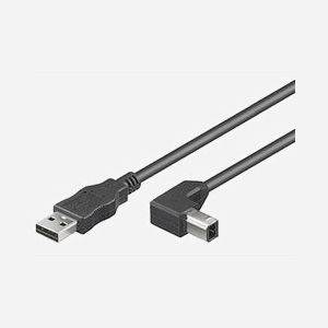 Câble USB Microconnect USBAB3ANGLED USB 2.0 Type A vers Type B 3m coudé 480 Mbps pour imprimantes et scanners noir