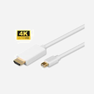 Câble Microconnect MDPHDMI3-4K Mini DisplayPort vers HDMI 3m 4K avec transmission audio et vidéo blanc