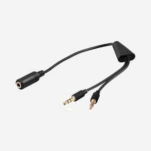 Câble audio Microconnect AUDAL 0,4m adaptateur jack 3,5mm 4 broches vers double jack 3,5mm 3 broches noir