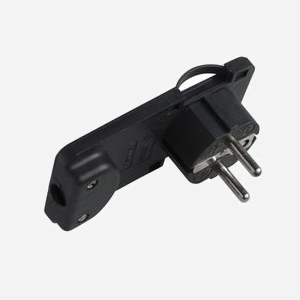 Adaptateur prise d'alimentation Microconnect PESCHPLUG-B Type F Schuko coudé noir pour espaces restreints