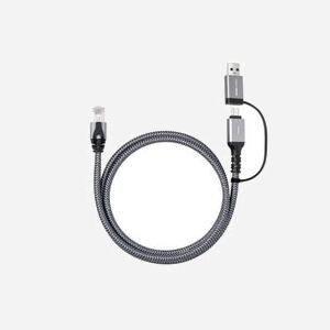 Adaptateur réseau Microconnect MC-RJ45USBC-05 USB-C vers RJ45 Gigabit Ethernet avec câble intégré 0.5m noir - Miniature 3