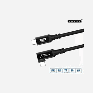 Câble Microconnect USB3.2CC01-A USB-C vers USB-C 1m USB 3.2 Gen 2x2 20Gbps Power Delivery 100W 4K 60Hz noir - Miniature 1