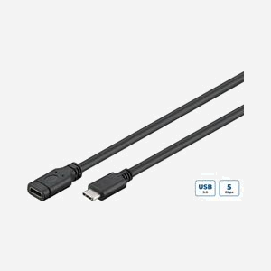 Câble d'extension Microconnect USB3.1CC05EX USB-C 3.2 Gen 1 mâle vers femelle 0,5m noir pour ordinateur portable et tablette - Miniature 1