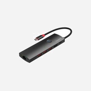 Adaptateur multiport Microconnect USB-C vers HDMI 4K@60Hz 3x USB 3.2 Gen2 10Gbps Ethernet Gigabit PD 100W noir - Miniature 1