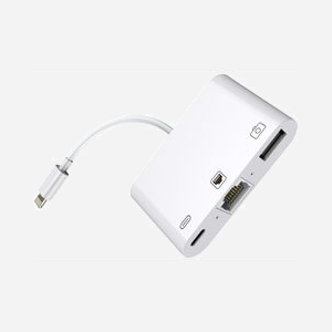 Station d'accueil Microconnect LIGHT-HUB2 Lightning 3-en-1 pour iPhone et iPad iOS 10+ 8 broches blanc