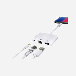 Station d'accueil Microconnect LIGHT-HUB2 Lightning 3-en-1 pour iPhone et iPad iOS 10+ 8 broches blanc - Miniature 2