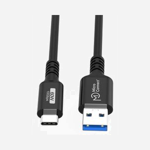 Câble Microconnect USB3.2AC05 USB-C vers USB-A 0,5m USB 3.2 Gen 2 10Gbps Power Delivery 60W 20V/3A noir - Miniature 3