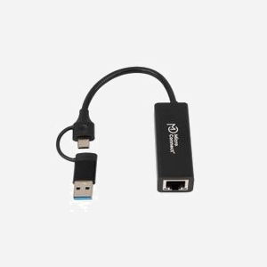 Adaptateur réseau MicroConnect MC-USBACNET1G USB-C et USB 3.0 vers RJ45 Gigabit Ethernet 2.5Gbps aluminium noir - Miniature 2