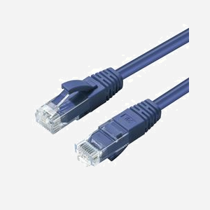 Câble réseau Microconnect UTP6003B Cat6 U/UTP 0,3m bleu rond RJ45 250MHz avec manchons anti-accrochage