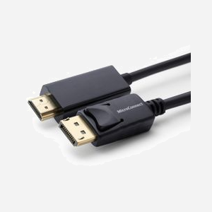 Câble Microconnect MC-DP-HDMI-200 DisplayPort vers HDMI 2m transmission vidéo HD numérique noir - Miniature 1
