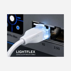 Câble réseau Lanview LightFlex CAT6 U/UTP 0.3m blanc TPE sans halogène avec connecteurs RJ45 éclairés 500MHz - Miniature 2