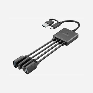 Hub USB Sandberg 136-81 USB 3.2 Gen 1 Type-A et Type-C 4 ports 5000 Mbit/s avec câble intégré noir