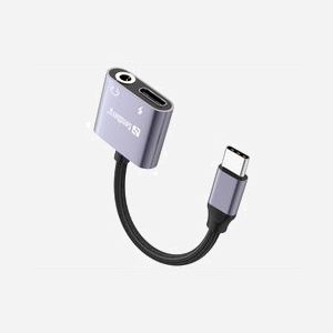 Adaptateur audio Sandberg 136-67 USB-C vers Jack 3.5mm avec Power Delivery 65W gris pour casque - Miniature 2