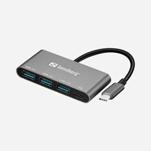 Hub USB-C Sandberg 136-03 avec 3 ports USB 3.0 Type-A et Power Delivery pour charge simultanée - Miniature 1