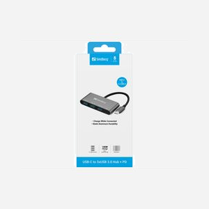 Hub USB-C Sandberg 136-03 avec 3 ports USB 3.0 Type-A et Power Delivery pour charge simultanée - Miniature 2
