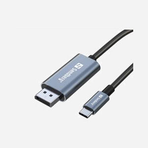Câble Sandberg 136-51 USB Type-C vers DisplayPort 2m avec connecteurs aluminium pour écran noir et gris - Miniature 2