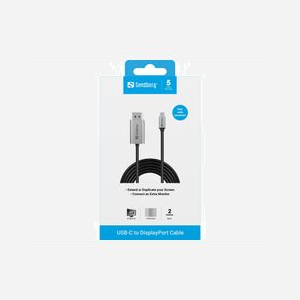 Câble Sandberg 136-51 USB Type-C vers DisplayPort 2m avec connecteurs aluminium pour écran noir et gris - Miniature 3