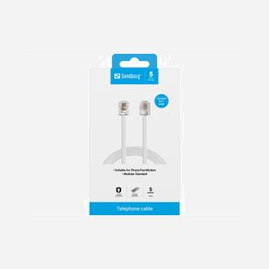 Câble téléphonique Sandberg RJ11 mâle vers RJ11 mâle 5 mètres pour connexion téléphone analogique - Miniature 2