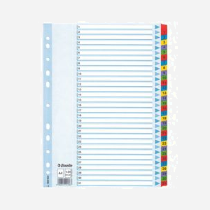 Esselte Mylar Indices & Dividers Onglets avec index numérique Carton multicolore 225x297mm 355g